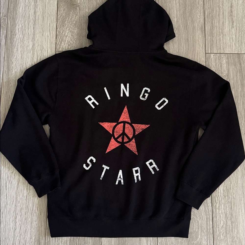 Ringo Starr Black Concert Hoodie Sweatshirt Peace and Love Star Beatles